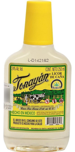 Pack De 12 Licor De Caña Tonayan Pet Amarillo 250 Ml