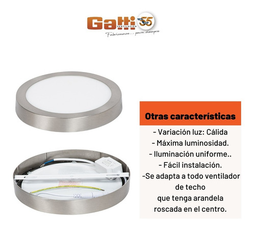 Imagen 6 de 8 de Plafón Led Aplique P/ Ventilador De Techo 18 W Luz Cálida