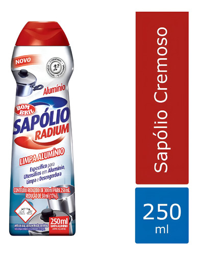 Kit 12 Sapólio Cremoso Limpa Alumínio Bombril Radium 250ml