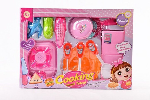 Set De Cocina Infantil De Juguete Con Anafe Y Alimentos