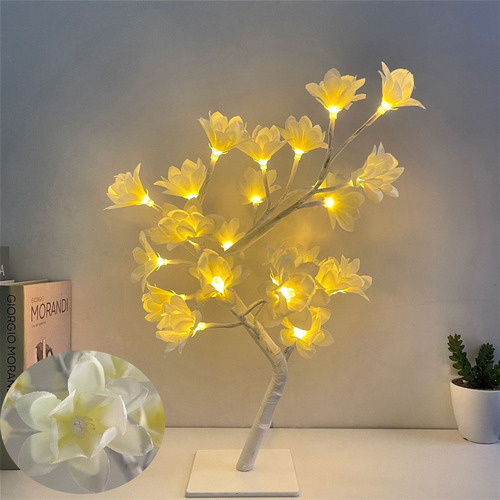 Luz De Noche De Rosa Con Luz De Árbol De Flor De Cerezo Led