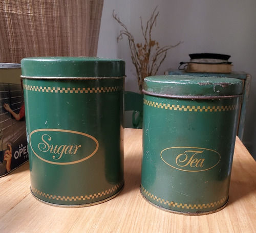 Antiguas Latas Azúcar Y Té -  Deco Vintage X2