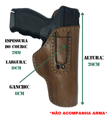 Coldre De Couro Para Pistola G22 G2 Interno Destro Marrom