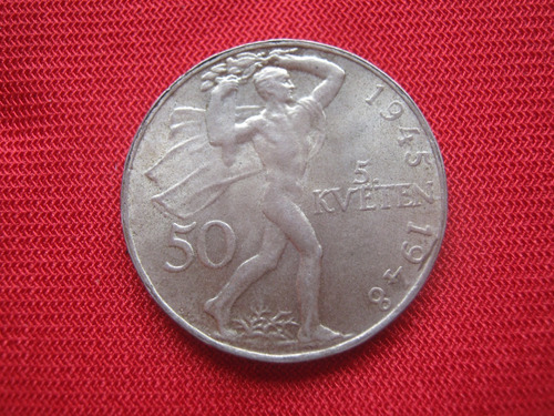 Checoeslovaquia 50 Corona 1948  Plata Levantamiento De Praga