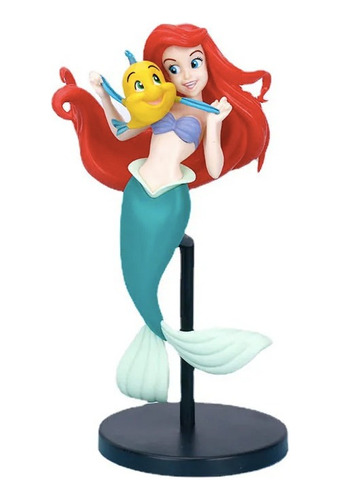 Figura La Sirenita Disney 22cm Ariel Y Flounder De Colección