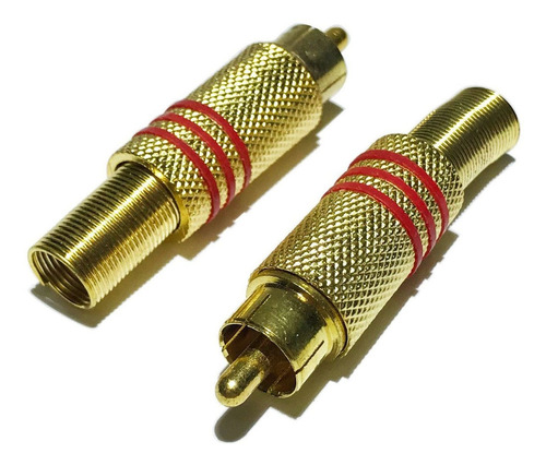 30 Conector Rca Plug Tipo Macho Dourado Com Mola Metal 30und