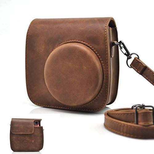 Estuche Marron Cuero Con Correa Para Camara Fujifilm Instax