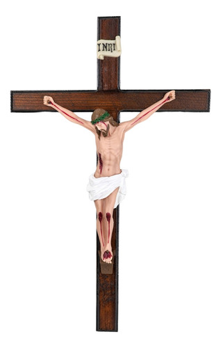 Crucifixo De Parede Jesus Cristo Resina Madeira Quaresma 59