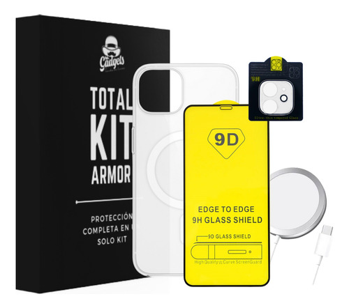 Kit Funda Para iPhone Magsafe Cargador Mica Camara Pantalla