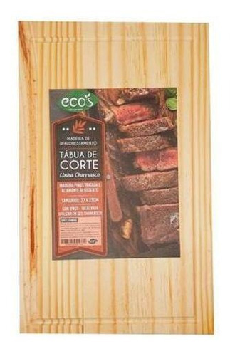 Tábua De Corte Churrasco Madeira 37x23cm - Ecos