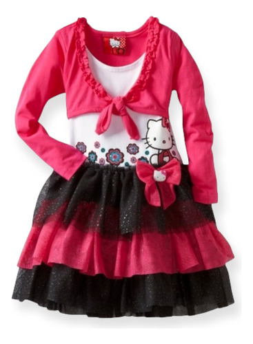 Vestido Niña Hello Kitty Algodón Tipo Bolero Y Tutú Vuelos