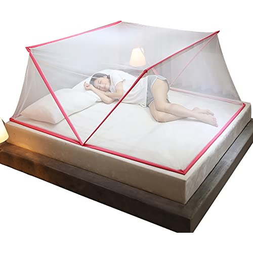 Mosquitero Plegable Para Cama, Rosa (1.6 * 1.9m)