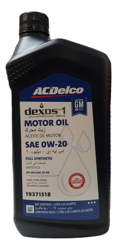 Aceite Lubricante 0w20 Acdelco