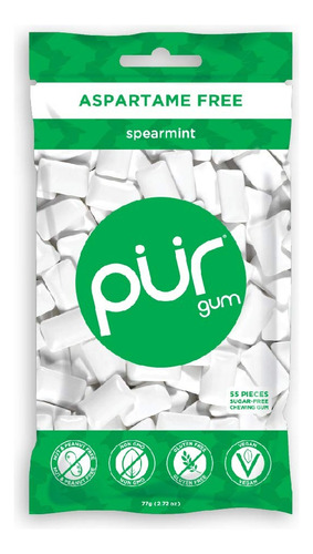 Chicle Pur Gum Sin Aspartame Hierbabuena Vegano 55pz Origina