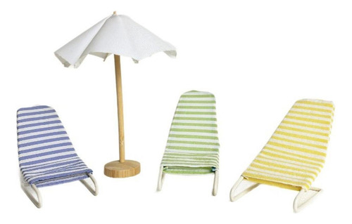3pcs 1/12 Silla De Playa Y De Playa, Verde Rosado
