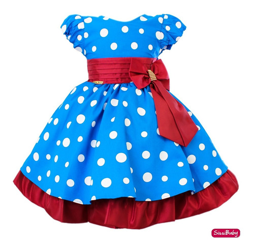 Vestido Infantil Galinha Vermelho Poá Menina Princesa Festa