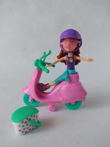 Muñeca Polly Pocket Scooter Moto Picnic Accesorios Completos