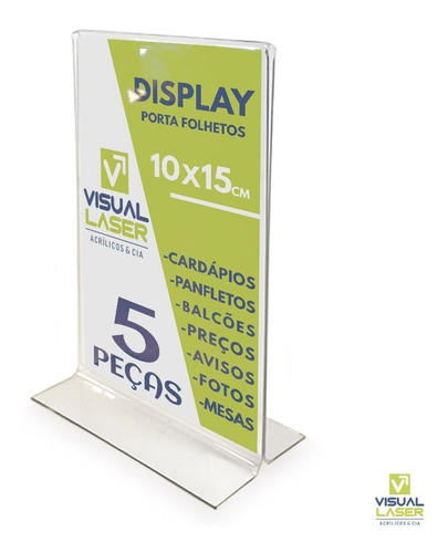 Imagem 1 de 2 de Display De Mesa Kit 5pç 10x15 A6 T Invertido Porta Folheto