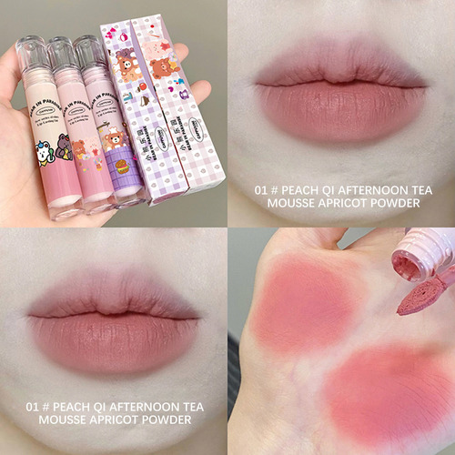 Lipgloss Milk Tea Mud Velvet Mist Peach Powder Matte Color G