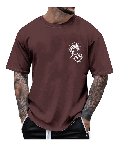 B Summer Fashion - Camiseta Estampada Con Cuello Redondo, Ca