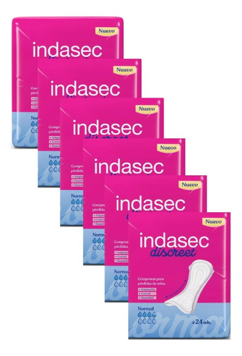 144 Apositos Indasec Discreet Normal Adultos Caja Cerrada