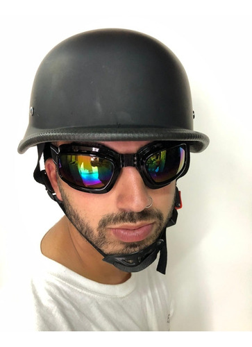 Imagen 2 de 4 de Casco Moto Estilo Aleman-segunda Guerra Mundial-antiparras