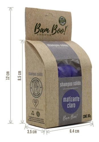 Imagen 9 de 10 de Shampoo Sólido Artesanal Matizante Claro 80 G Bam Boo!