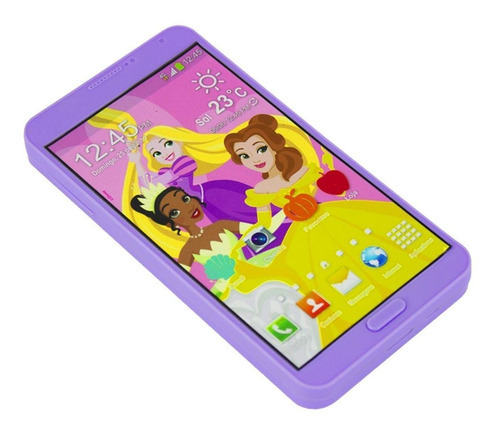 Celular De Brinquedo Smartphone Princesas Da Disney Etitoys Cor Roxo