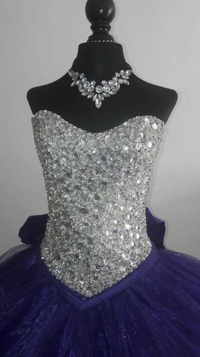 Vestido 15 Años Morado/aplicaciones (todo Incluído)