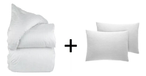 Plumón King Blanco Quilt 100% Fibra Siliconada + 2 Fundas Diseño de la tela Rayado