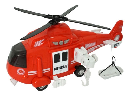 Helicóptero De Rescate Juguete Fricción Con Luz Y Sonido