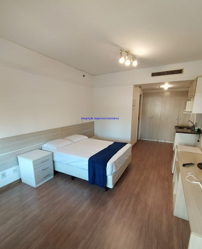 Imagem 3 de 12 de Apartamento Studio Mobiliado 26m², 01 Dormitório, 01 Banheiro E 01 Vaga Na Garagem. Condomínio Com Portaria E Segurança 24hrs. - 21090103 - 70037348
