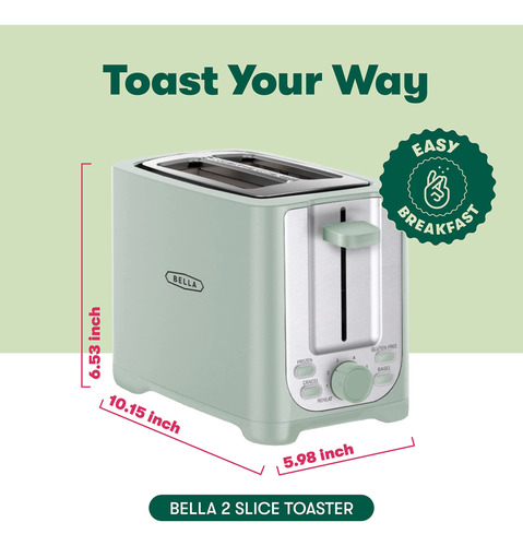 Toaster Bella 2 Rebanadas Con Cierre Automático, Ranuras Ext