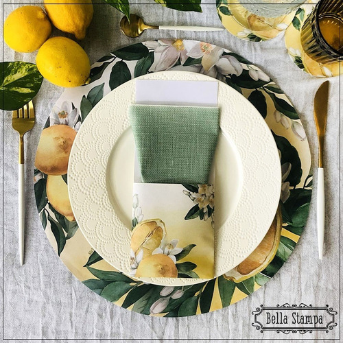 Imagen 7 de 10 de Set Platos De Sitio De Papel + Porta Cubiertos + Posavasos