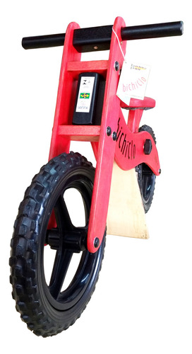 Imagem 3 de 4 de Bicicleta Infantil De Madeira Aro 12 - Bichiclo Vermelha/pr