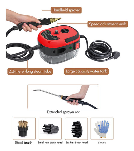 Limpiador De Vapor Portátil De 2500 W Para Uso Doméstico Y E