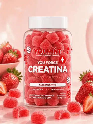 Creatina Gummy Zero Açúcar 60 Gomas Youmint Sabor Morango - R$ 78,9