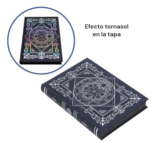 Libreta Frances Pasta Dura Hojas Negras Con Diseño Tornasol Azul