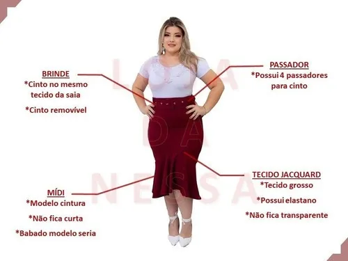 Saia Midi Evangelica Gospel Crista Sereia Com Cinto P M G Gg