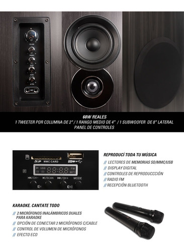 Parlante Noga Track Bt 2 Microfonos Inalambricos Karaoke
