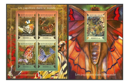 2015 Insectos Mariposas- Rep Guinea (2 Bloques) Mint