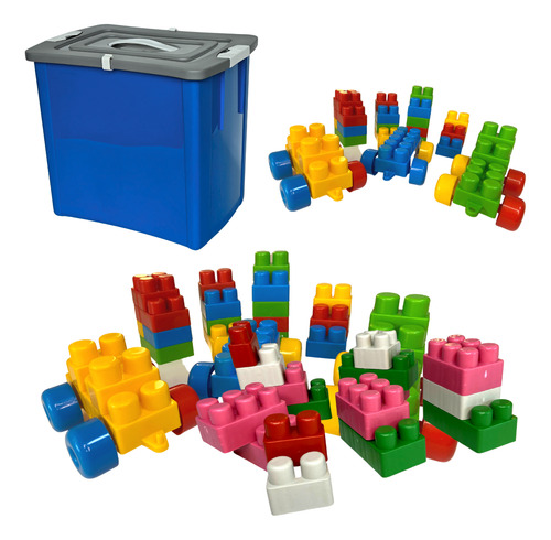Blocos De Montar Baby 208 Peças, Com Caixa Box De 27 Litros