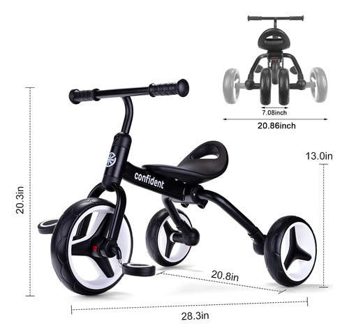 Triciclo 4 En 1 Para Niños Pequeños De 2 A 5 Años, Triciclos