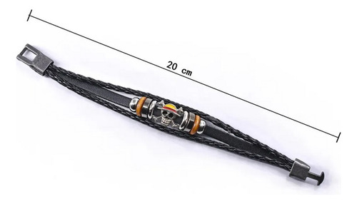 Pulsera Monkey D. Luffy Cosplay Logotipo Anime One Piece Negro 22 Cm 22 Cm