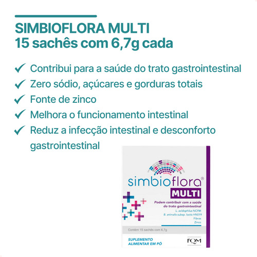 Simbioflora Multi Probiotico Da Farmoquimica 15 Sachês 6,7 G Sem Sabor