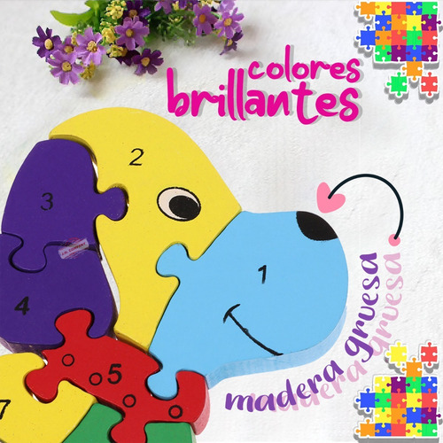 Rompecabezas Madera Animales Didactico Numeros Letras Df-60