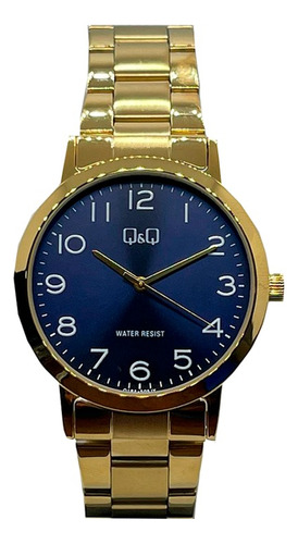 Reloj Q&q Hombre Q18a-505py Pulsera Dorado Color del bisel Plateado Color del fondo Blanco