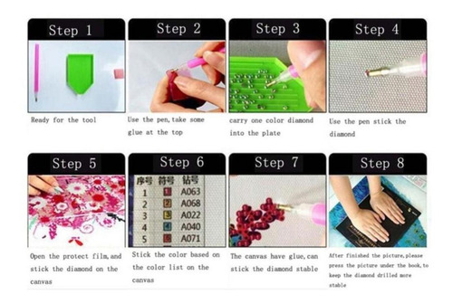 Imagen 6 de 6 de Diy Pintura De Diamante Punto De Cruz Kit Cuadros Bordados