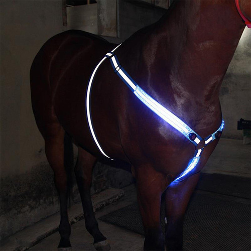 Led Cuello De Pecho De Caballo Brillante Reflectante Azul