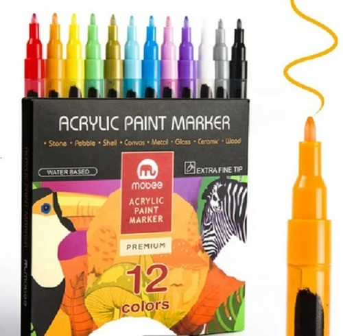 Marcadores De Pintura Acrilica Mobee 12 Colores 